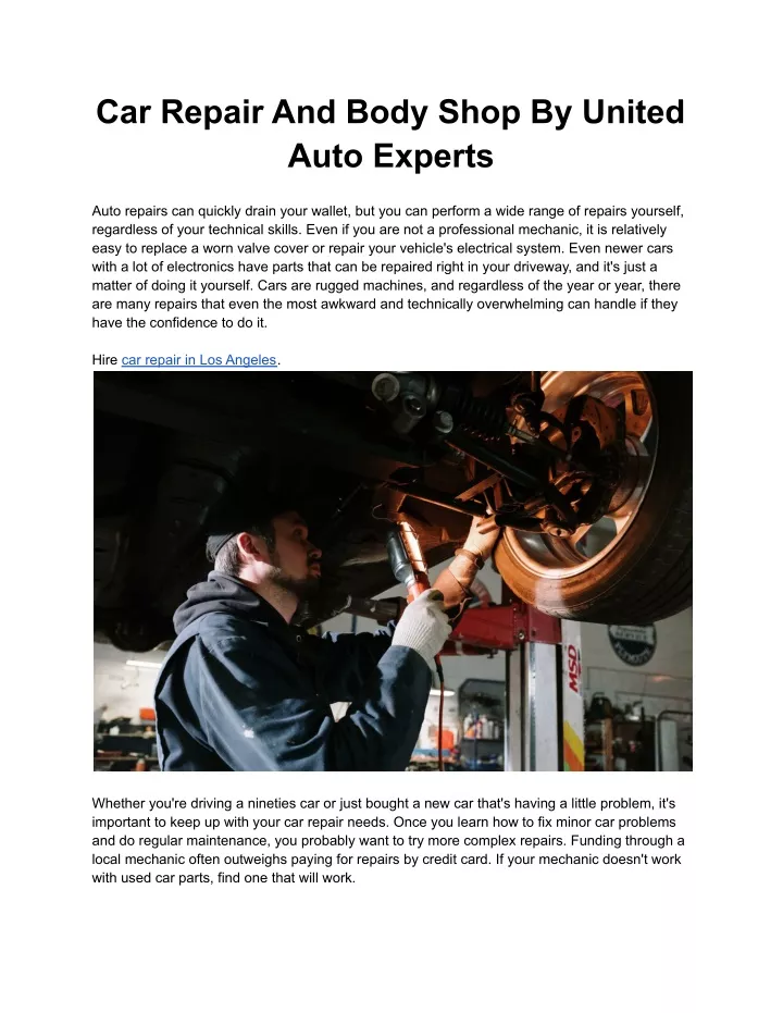 car repair and body shop by united auto experts