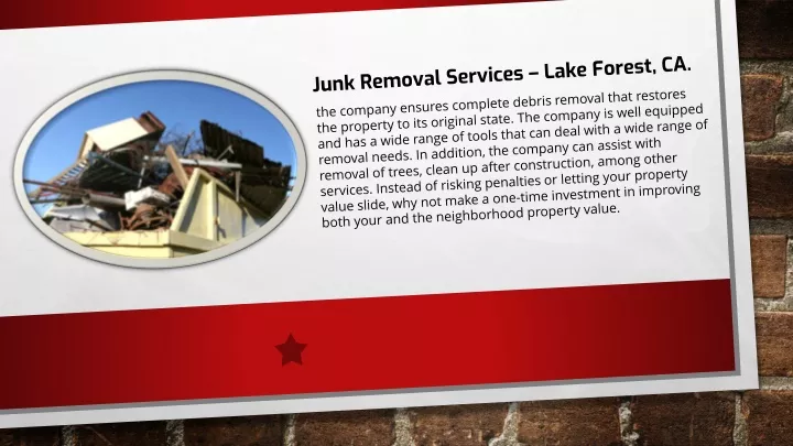 junk removal services lake forest ca