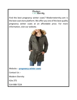 Pregnancy Winter Coats  Moderneternity.com