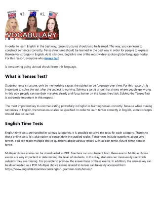 in order to learn english in the best way tense