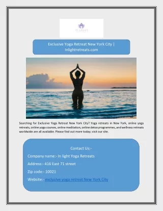 exclusive yoga retreat New York City