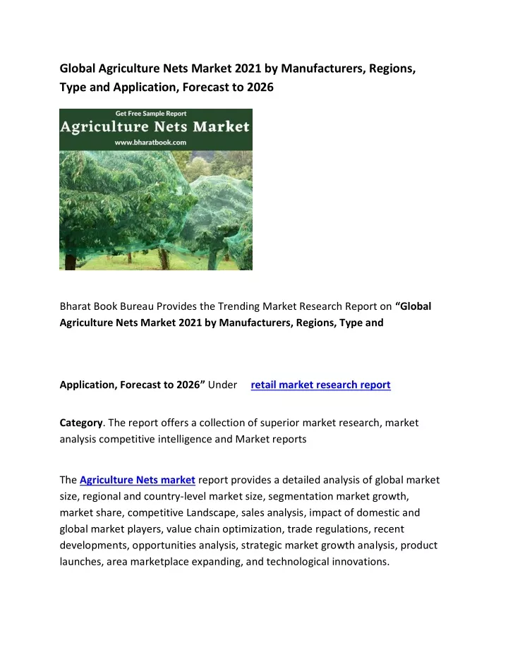 global agriculture nets market 2021