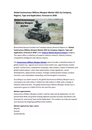 global autonomous military weapon market 2021