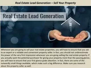 Real Estate Lead Generation – Sell Your Property