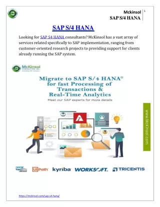 m c k i n s o l sap s 4 hana
