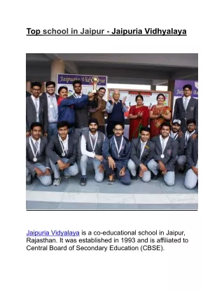 Top school in jaipur Jaipuria Vidyalaya