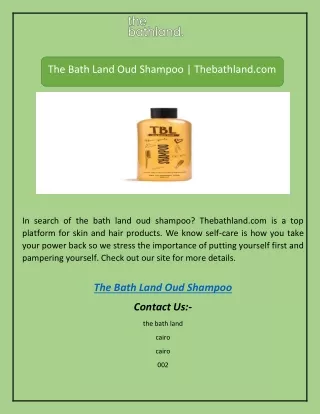 The Bath Land Oud Shampoo | Thebathland.com