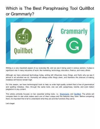 which is the best paraphrasing tool quillbot