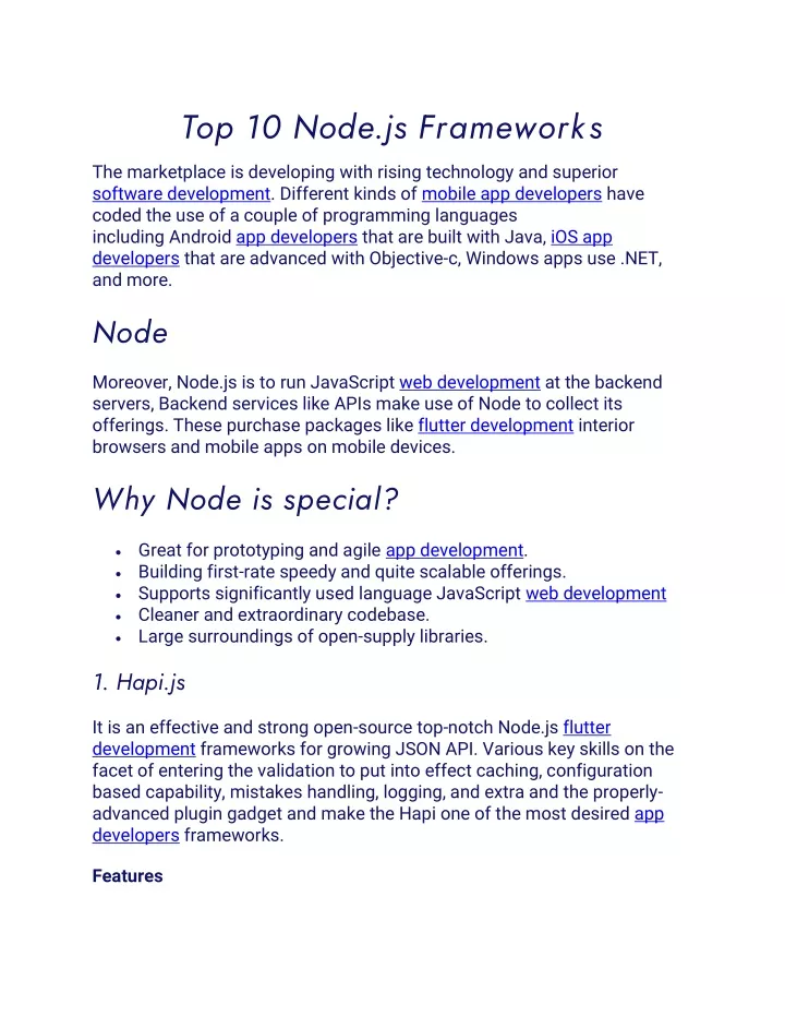 top 10 node js frameworks