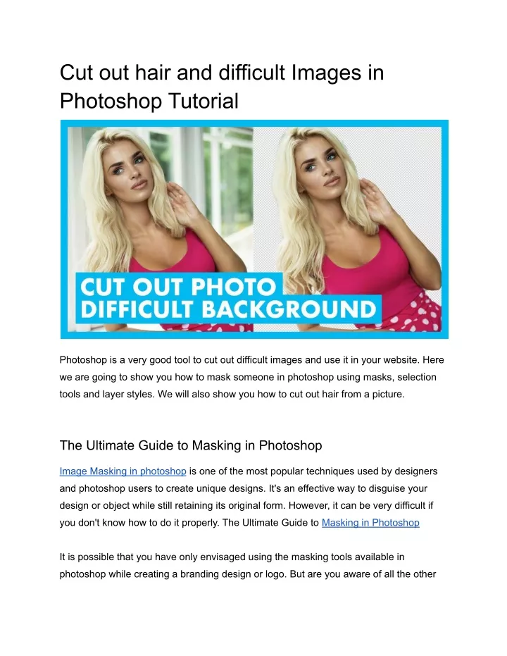 cut out hair and difficult images in photoshop