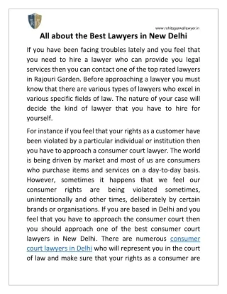 All about the Best Lawyers in New Delhi