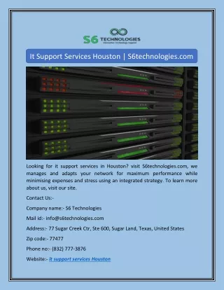 it support services houston s6technologies com