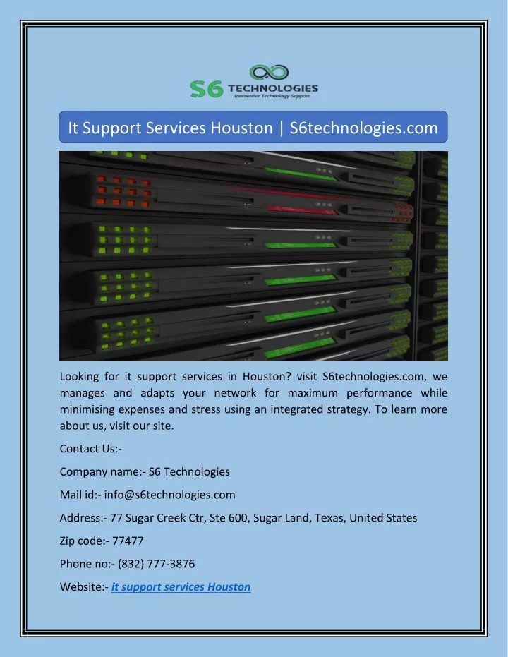 it support services houston s6technologies com