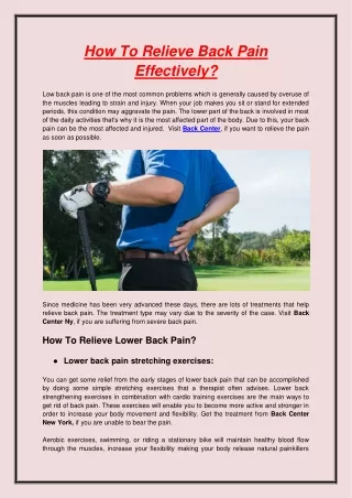 How To Relieve Back Pain Effectively