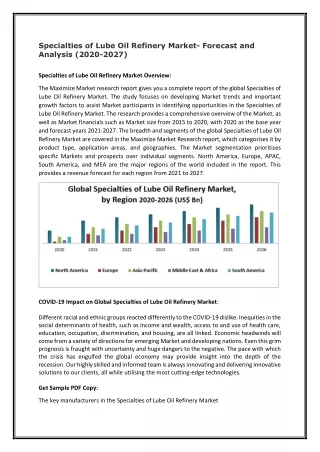specialties of lube oil refinery market forecast