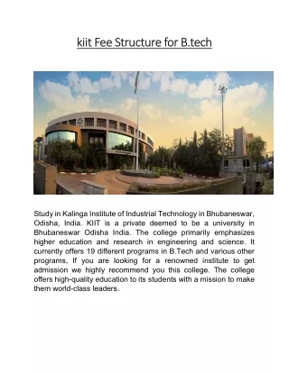 kiit fee structure for b tech kiit fee structure