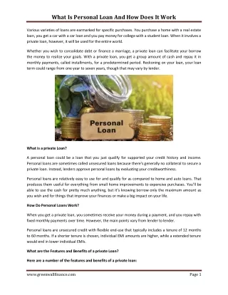what is personal loan and how does it work