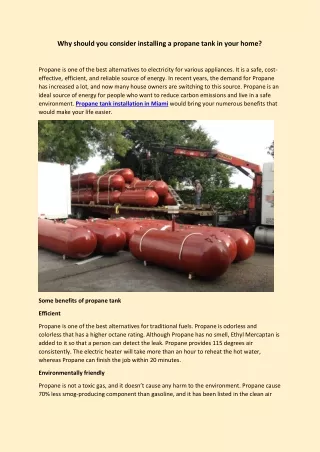 why should you consider installing a propane tank