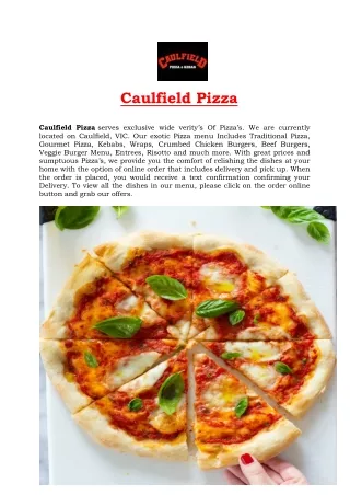 5% Off - Caulfield Pizza Restaurant NSW