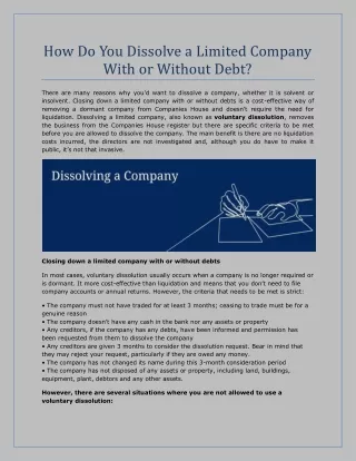 How Do You Dissolve a Limited Company With or Without Debt-converted