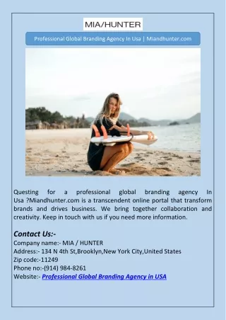 Professional Global Branding Agency In Usa | Miandhunter.com