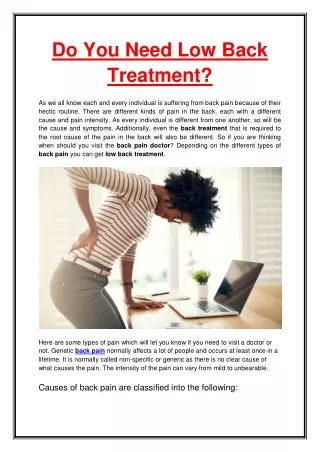 Do You Need Low Back Treatment