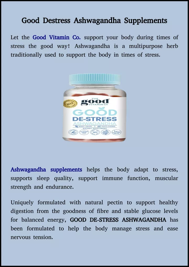 good destress ashwagandha supplements good