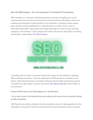 New York SEO Company - Your True Companion In The Growth Of Your Business