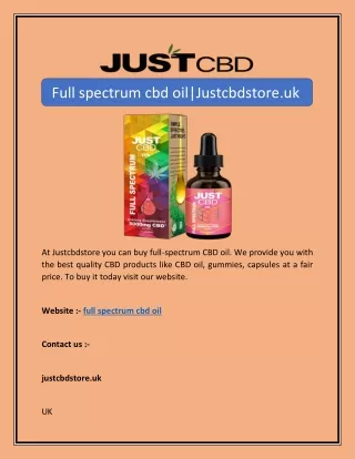 Full spectrum cbd oil|Justcbdstore.uk