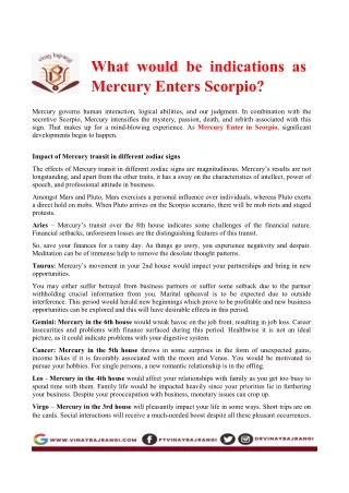 what would be indications as mercury enters