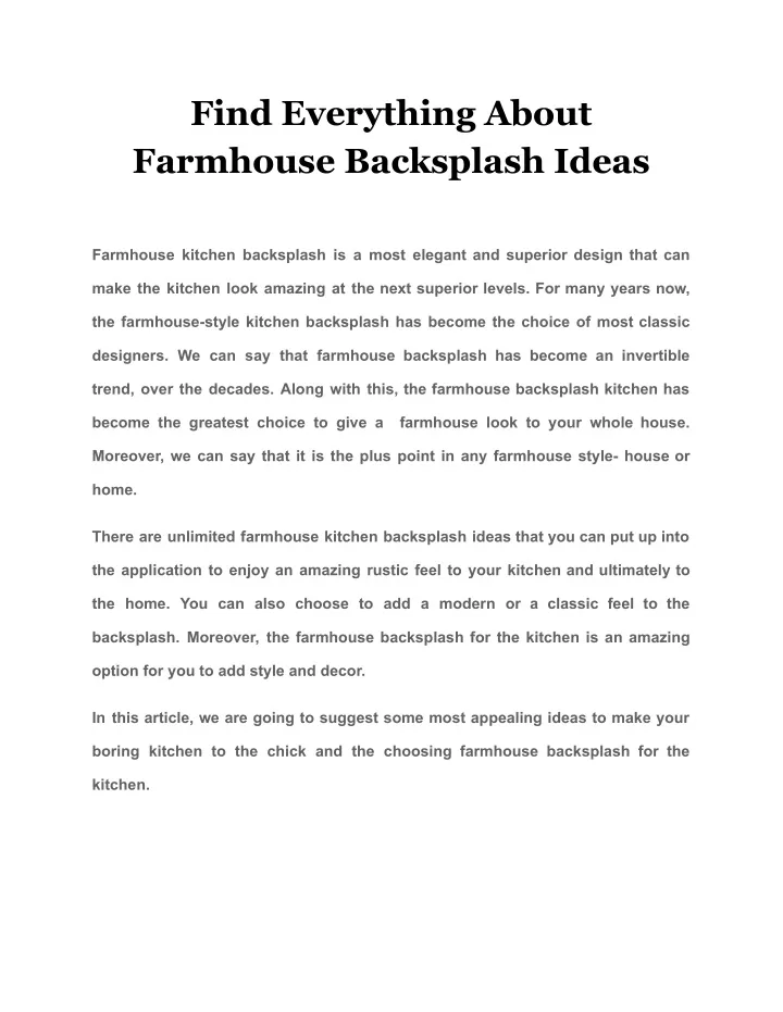 find everything about farmhouse backsplash ideas