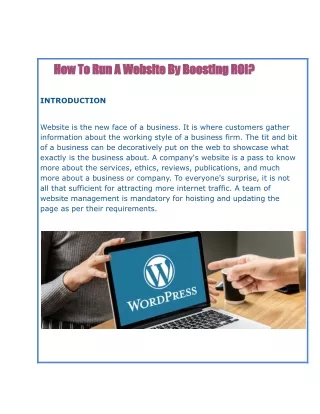 How To Run A Website By Boosting ROI