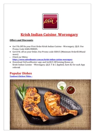 5% Off - Krish Indian Restaurant Worongary Takeaway, QLD