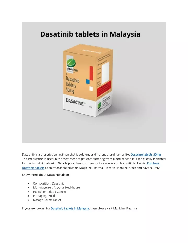 dasatinib is a prescription regimen that is sold