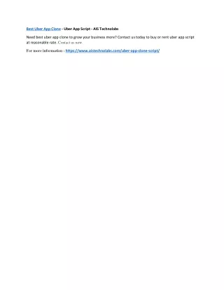 Uber Clone Script - Uber App Script - AIS Technolabs