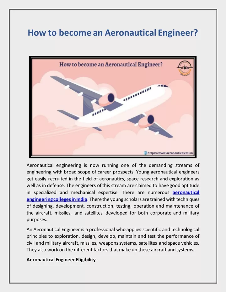 PPT - How To Become An Aeronautical Engineer? PowerPoint Presentation ...