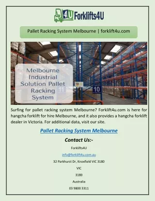 pallet racking system melbourne forklift4u com