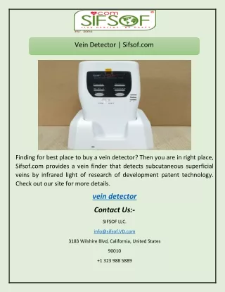 Vein Detector | Sifsof.com