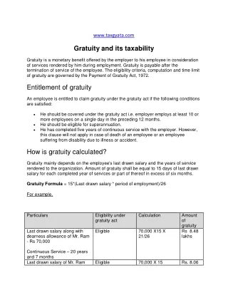 Gratuity and its taxability - TaxGyata