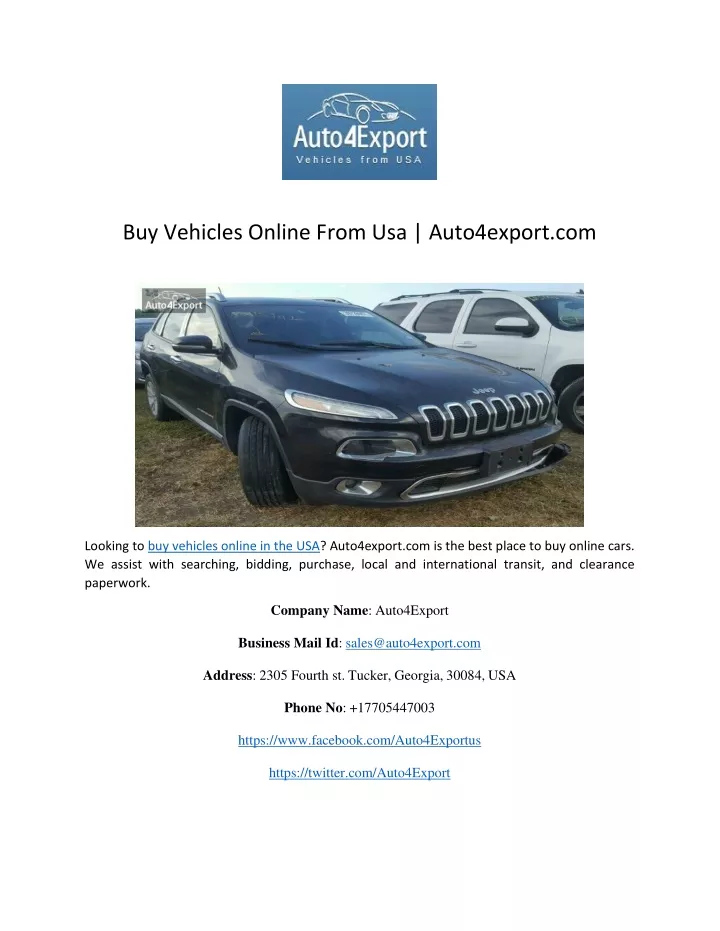 buy vehicles online from usa auto4export com