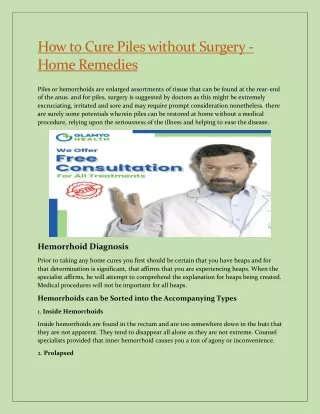 How to Cure Piles without Surgery - Home Remedies