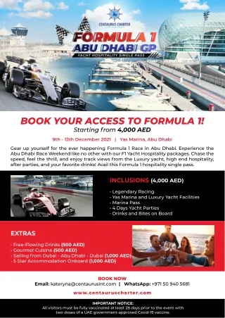 book your access to formula 1 starting from
