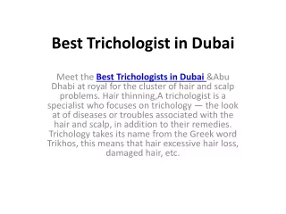 Best Trichologist in Dubai