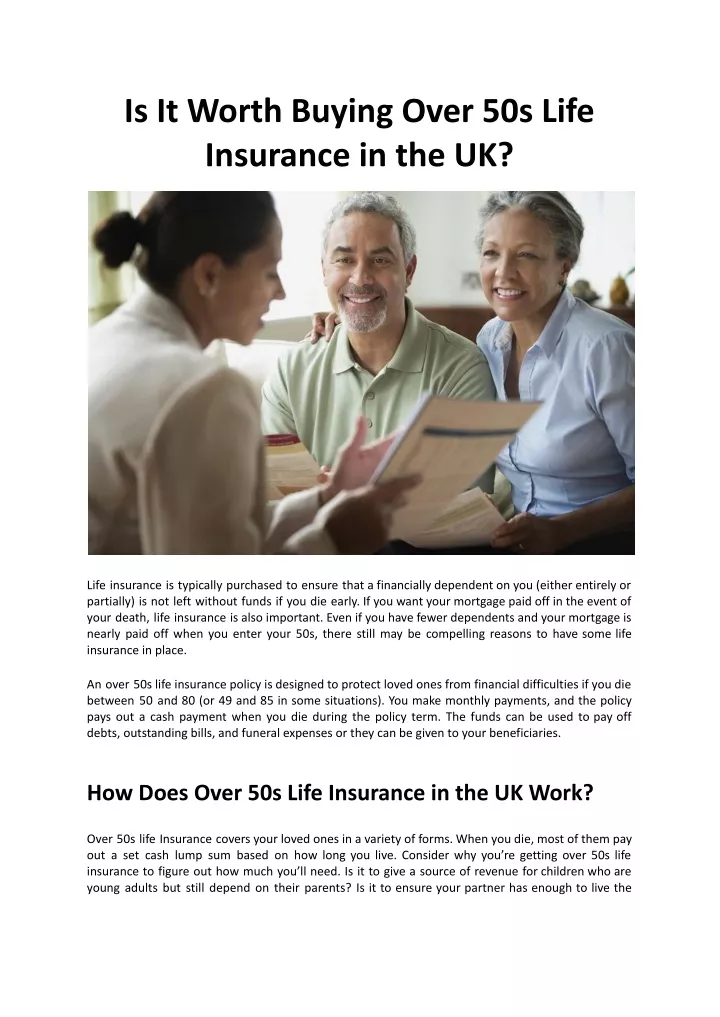 is it worth buying over 50s life insurance