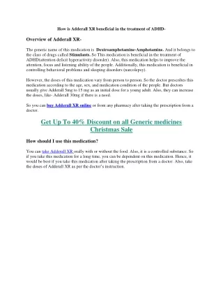 how is adderall xr beneficial in the treatment