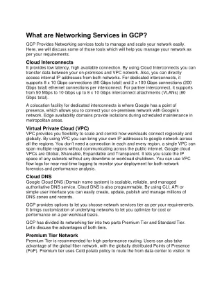 what are networking services in gcp gcp provides