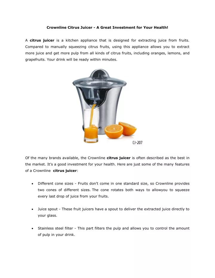 crownline citrus juicer a great investment