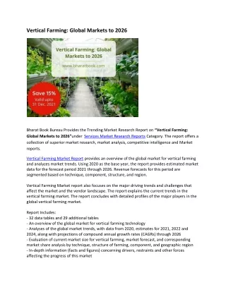vertical farming global markets to 2026