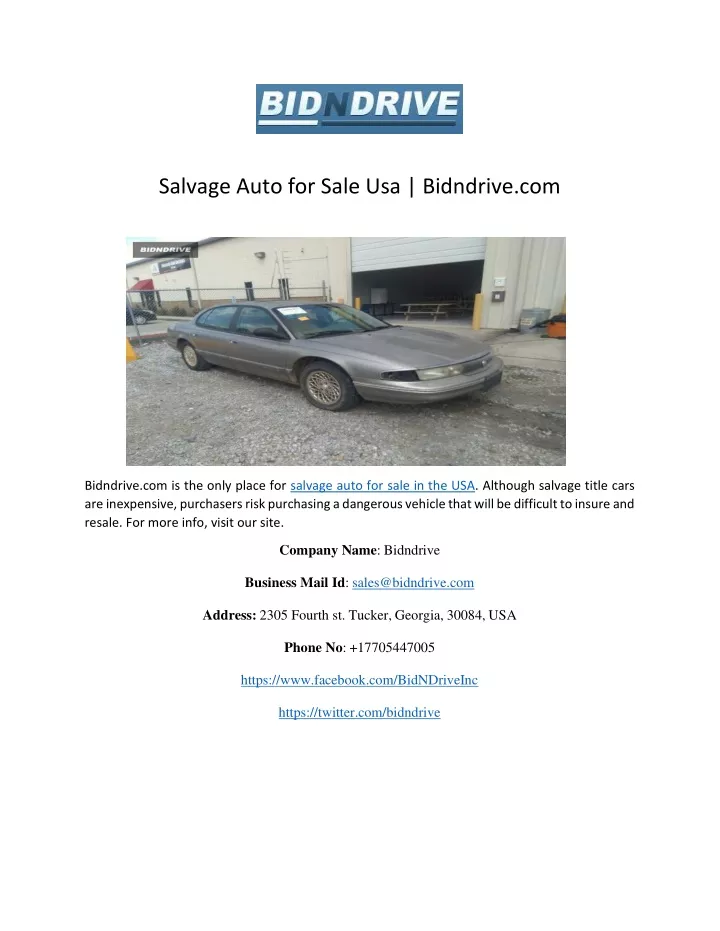 salvage auto for sale usa bidndrive com