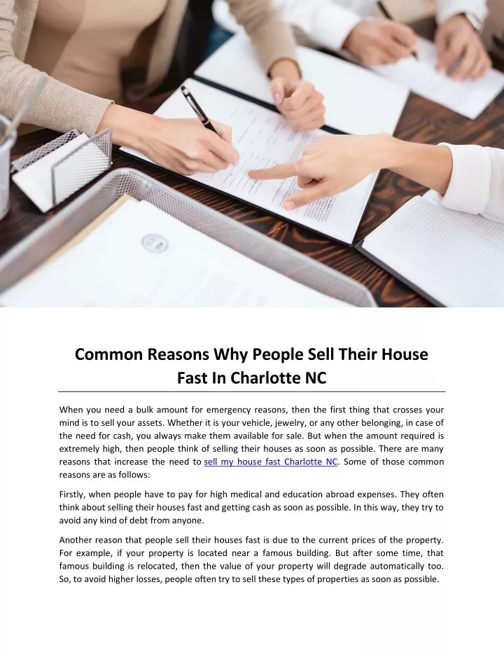 common reasons why people sell their house fast